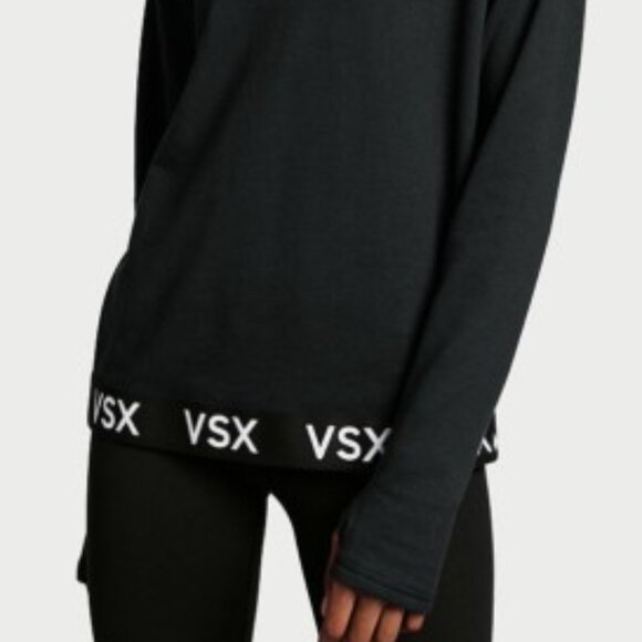 NWT Victoria’s Secret VSX Sport Terry Pullover Thumbholes Sweatshirt Black M - Picture 5 of 9